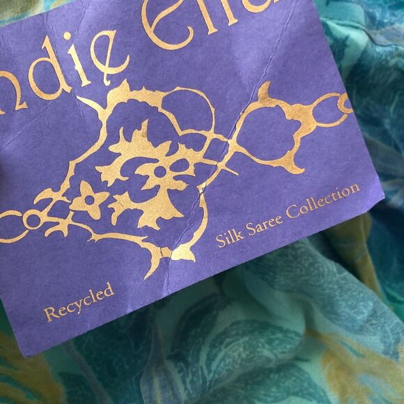 Indie Ella Silk Robe One Size Blue Green Boho Floral Beaded Sequined Kimono - Picture 6 of 16